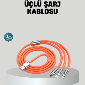 ÜÇLÜ Şarj Kablosu – Yüksek Hızlı Dayanıklı ve Uzun Ömürlü