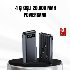 Powerbank 20000 mAh LED Fenerli ve Çoklu Güvenlik Korumasına Sahip
