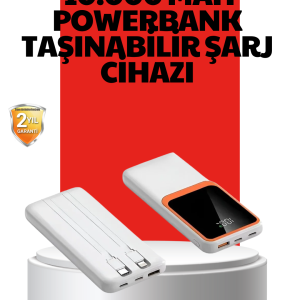 10000 mAh Taşınabilir Powerbank – Çift Çıkışlı Type-C ve Lightning Uyumlu