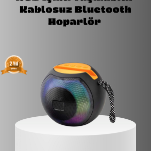 Taşınabilir Bluetooth Hoparlör – RGB Işıklı Güçlü Bas ve 8 Saat Pil Ömrü