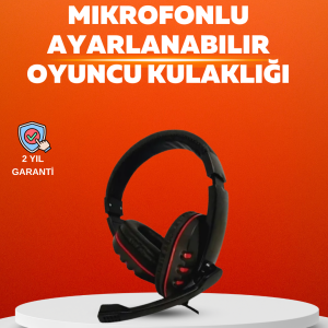 Stereo Kırmızı Gaming Kulaklığı Yumuşak Pedli Mikrofonlu