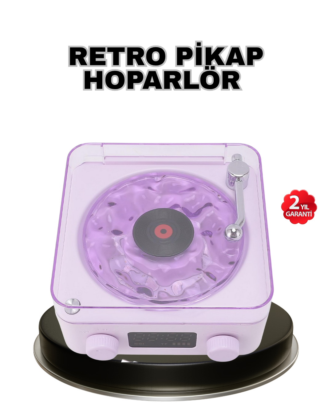 Projektör Işıklı Retro Hoparlör Bluetooth AUX USB Hafıza Kartlı 360° Sesli Şarjlı