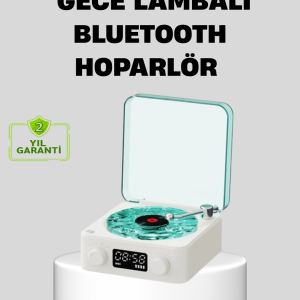 Gece Lambası Stereo Bluetooth Hoparlör Dijital Saatli Vintage Tasarım Çok Fonksiyonlu