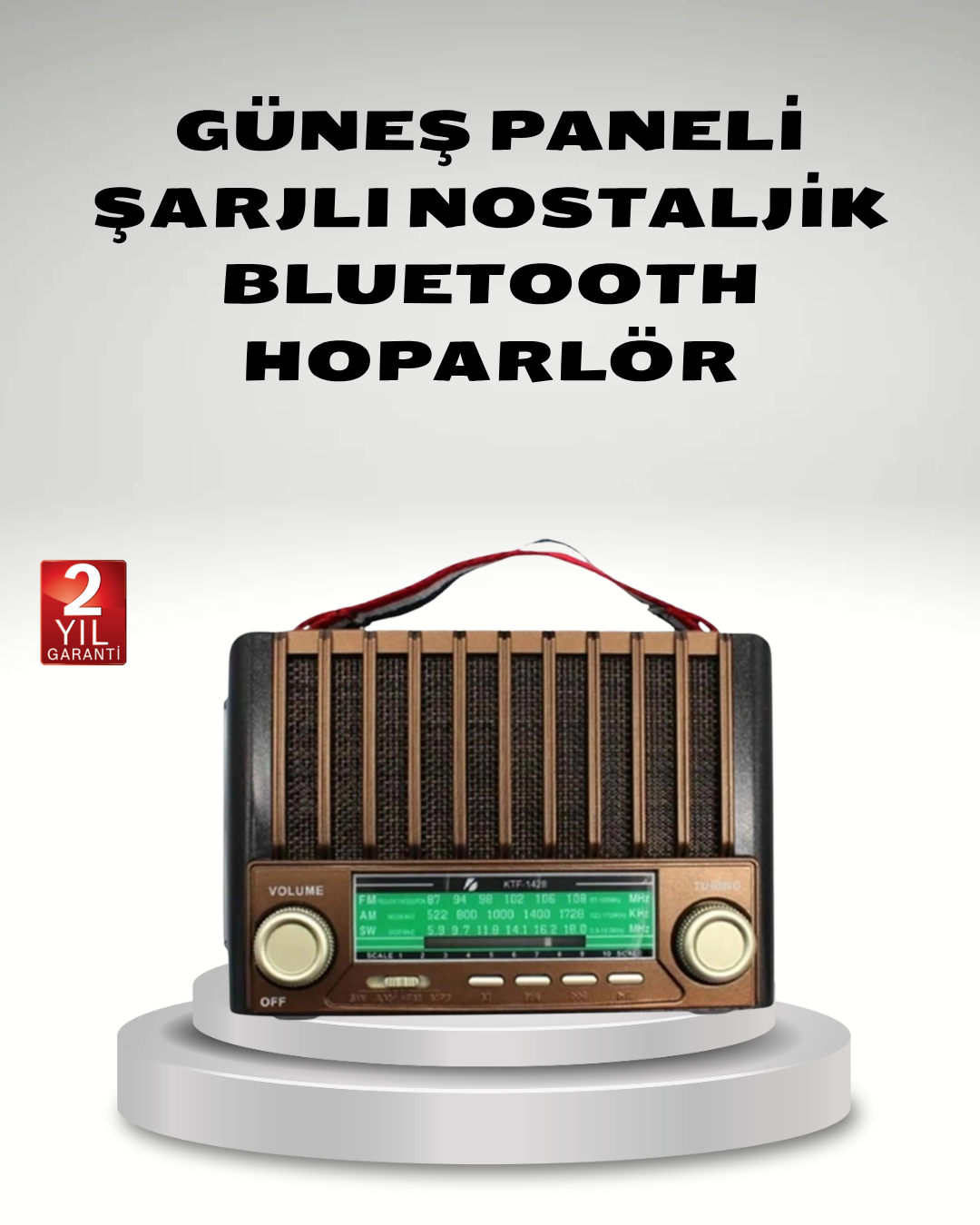 Taşınabilir Hoparlör Güneş Panelli Bluetooth USB SD FM AM SW Radyo
