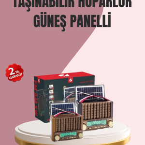 Solar Panel Şarjlı Taşınabilir Radyo Bluetooth Hoparlör Müzik Kutusu