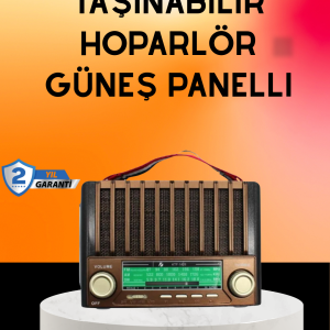 Solar Şarjlı Taşınabilir Radyo Bluetooth Hoparlör USB SD Destekli