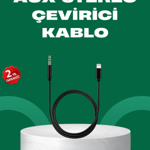 Lightning to 3.5mm Aux Ses Dönüştürücü Kablo 1 Metre Stereo Uyumlu