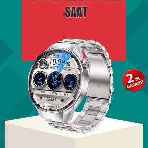 Metal Gövdeli AMOLED Akıllı Saat – Kan Oksijen Nabız ve Arama Fonksiyonlu