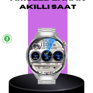 Akıllı Saat Metal Kordonlu Tam Ekran AMOLED – Arama ve Sağlık Takip Özellikli