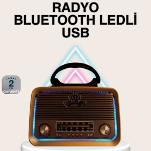 Ahşap Nostaljik Radyo Bluetooth USB SD Kart Destekli