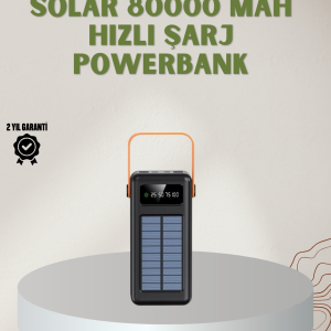 Powerbank Solar Fenerli Çoklu Kablolu Taşınabilir Şarj Aleti