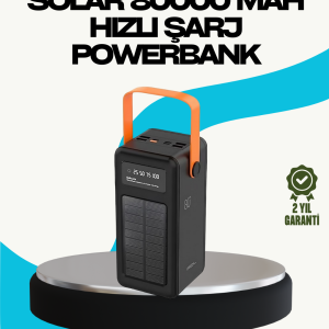 80000 mAh Güneş Enerjili Powerbank 4 Kablolu Type C Lightning Micro USB