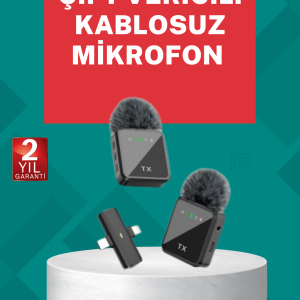 Profesyonel Ses Kayıtları İçin 2’li Kablosuz Yaka Mikrofon Seti