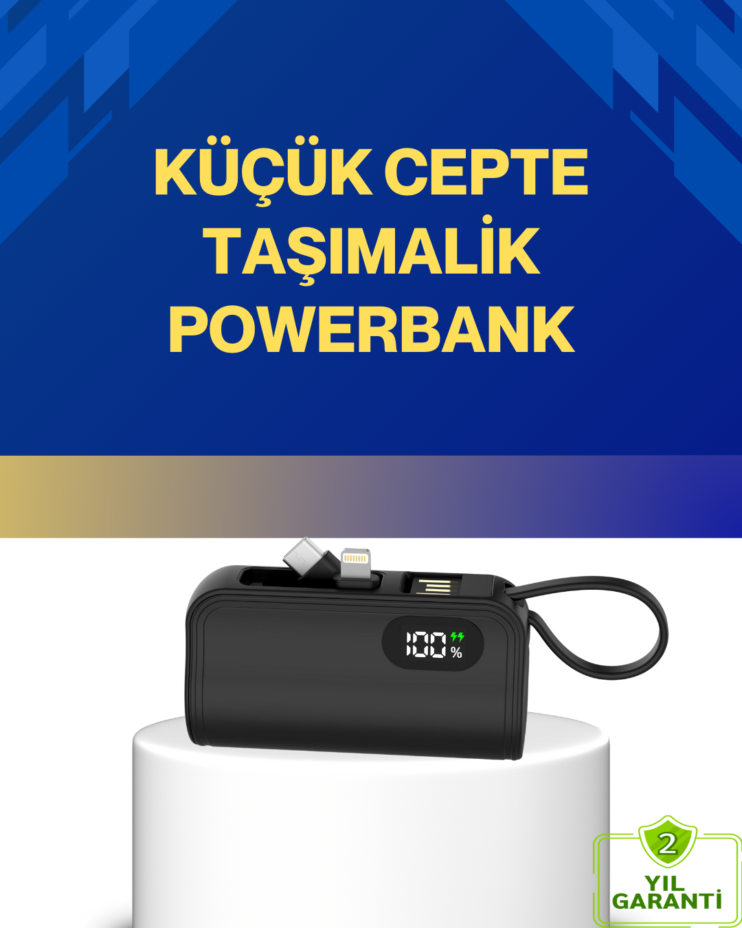 LED Göstergeli 2000mAh Cep Tipi Hızlı Şarj Powerbank