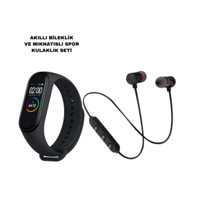 M6 Akıllı Bileklik ve Bluetooth Spor Kulaklık 2’li Set