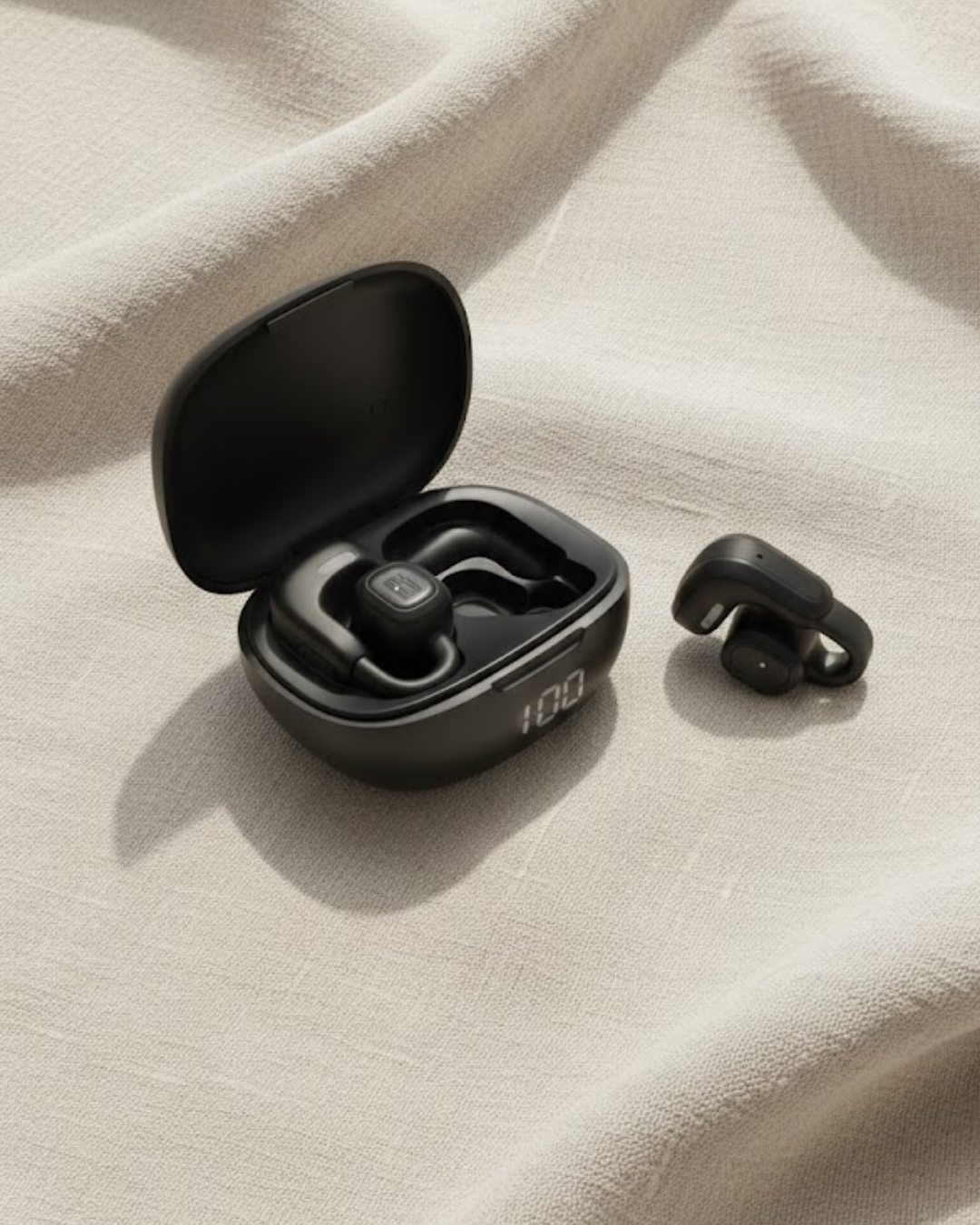 Açık Kulak Kablosuz Spor Kulaklık Dual Mikrofon ve LED Gösterge