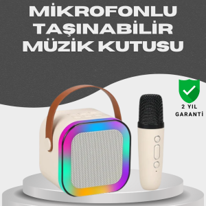 Kablosuz Karaoke Mikrofon Hoparlör Seti Güçlü Ses Çıkışı