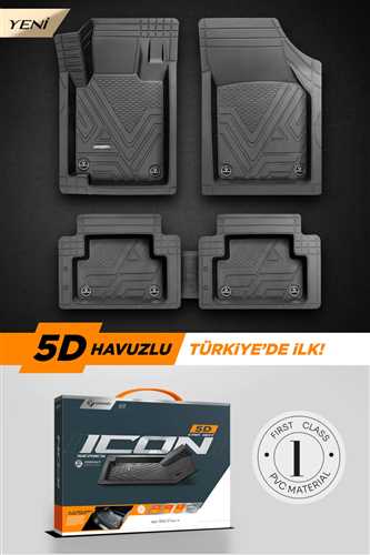 Paspas Icon Pvc 5D Üniversal Siyah Kutulu