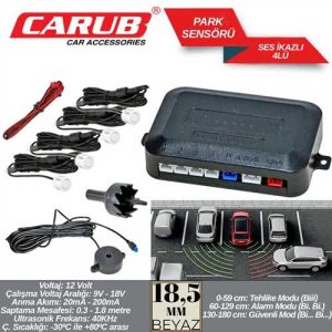 Park Sensörü Sesli 18,5 Mm Beyaz  4 Sensör