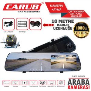 Kamera Dvr 2 Li  Aynadan Ekran Iç Ilave 10Mt Kablo