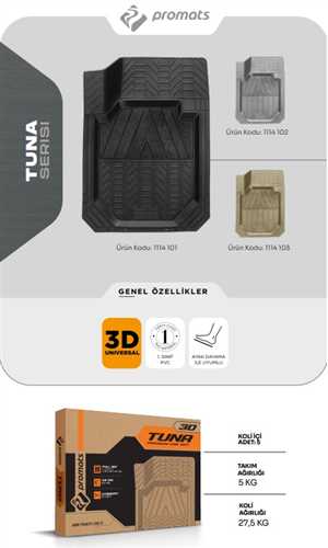 Paspas Tuna Pvc 3D Üniversal Bej Kutulu