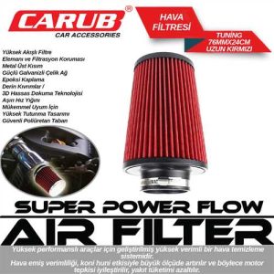 Hava Filtresi Kirmizi 24Cm Uzun 76Mm