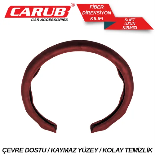 Direksiyon Kilifi Süet Fiber Uzun Kirmizi