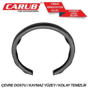 Direksiyon Kilifi Karbon Fiber Uzun Silver