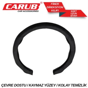 Direksiyon Kilifi Süet Fiber Uzun Siyah