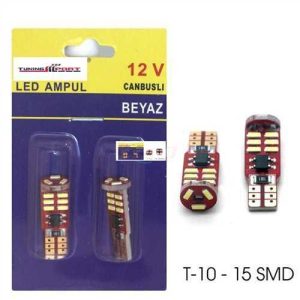 Ampul 15 Led 12V  Canbus Beyaz T10  Dipsiz Tk