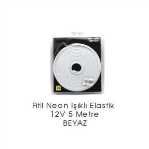 Neon Isik Fitil Seffaf Elastik 5 M Beyaz 12 V