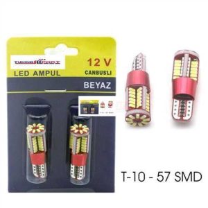 Ampul 57 Led 12V  Canbus Beyaz  T10  Dipsiz Tk