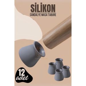 Turk Masa ve Sandalye Ayak Koruyucu Silikon Zemin Koruyucu GRİ 12 ADET