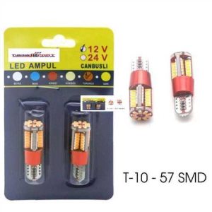 Ampul 57 Led 12V  Canbus Turuncu T10  Dipsiz Tk