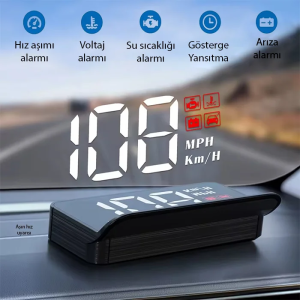 ALLY M3 HUD OBD2 Head-Up Display Dijital Hız Göstergesi E-OBD ve GPS Destekli OBD Arayüzlü - Alarmlı Ön Cam Ekran Projektör-(5775)