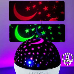 Gece Lambası Renkli Yıldızlı Gökyüzü Projeksiyon Gece Tavan Yansıtma