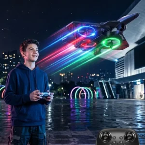 LED Işıklı Fighter Jet Tasarımlı Drone Uzaktan Kumandalı Akrobatik Oyuncak Uçak