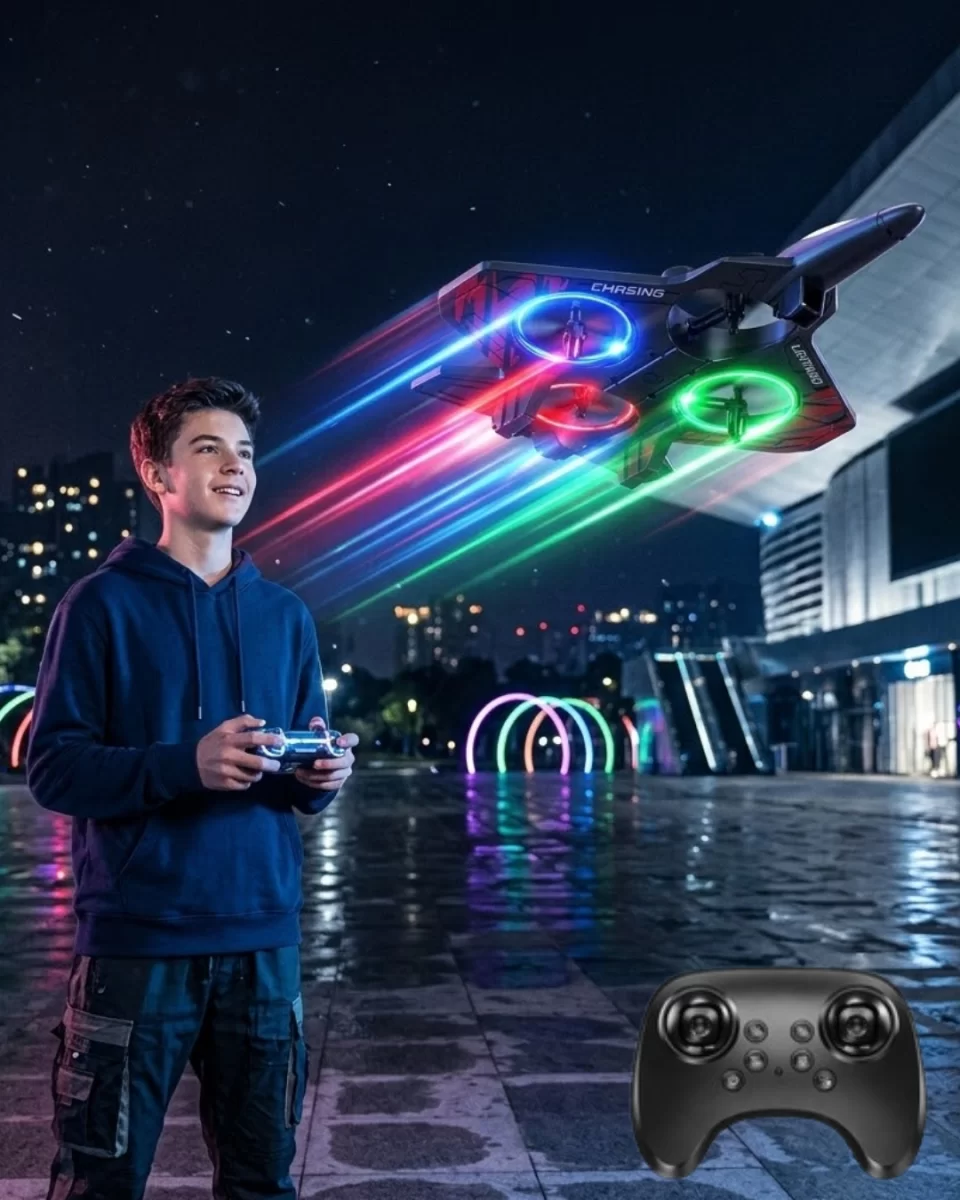 LED Işıklı Fighter Jet Tasarımlı Drone Uzaktan Kumandalı Akrobatik Oyuncak Uçak