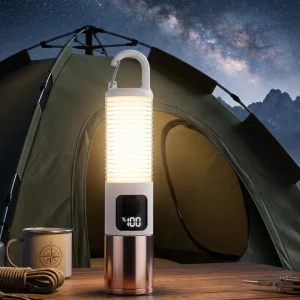 USB Şarjlı Kamp Feneri Çift Işık Kaynağı 500 Lümen Güç Ekranlı Taşınabilir LED Aydınlatma