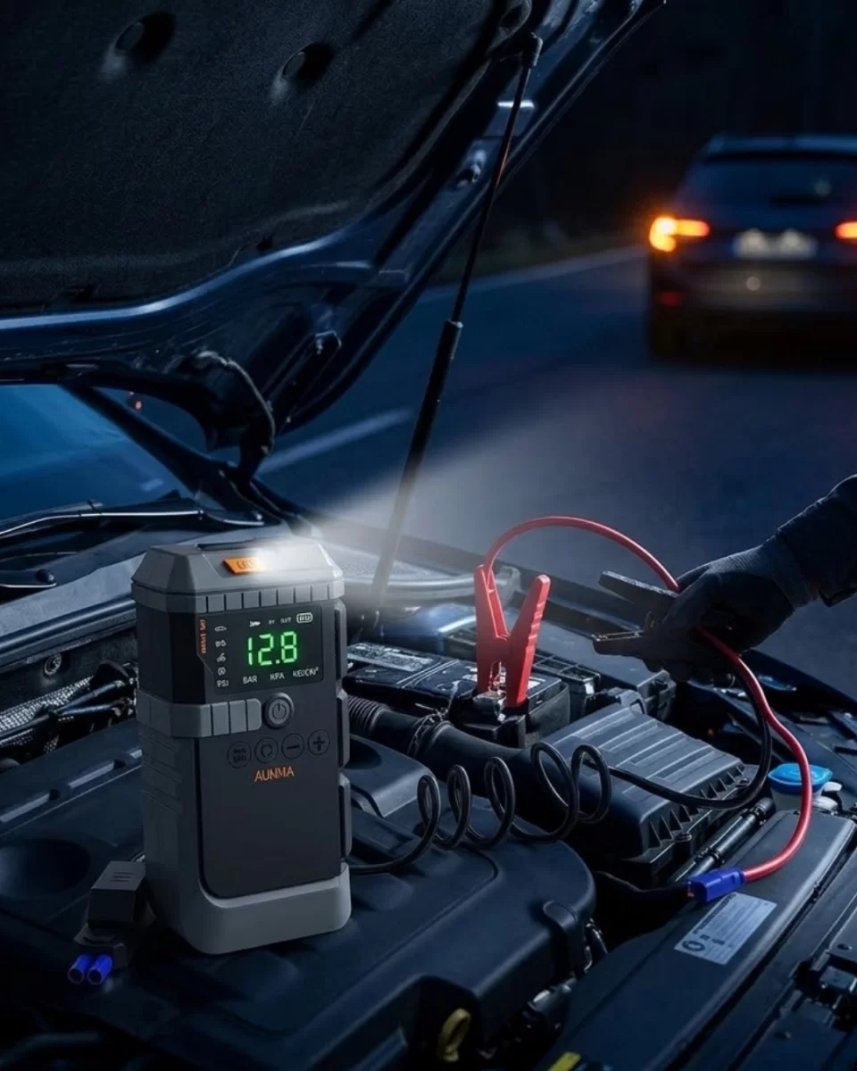 Taşınabilir Akü Takviye Cihazı Araç Çalıştırma ve Dijital Hava Kompresörü Çok Amaçlı Güç Ünitesi