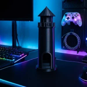 Deniz Temalı 3D Siyah Deniz Feneri Dekoratif Hediyelik Obje