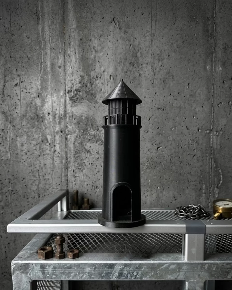 Modern Tasarımlı 3D Siyah Deniz Feneri Ev Dekor Objesi