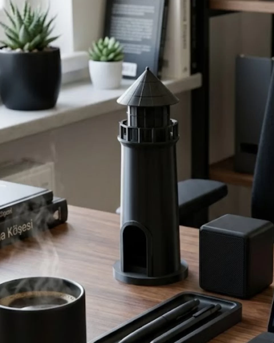 Dekoratif 3D Deniz Feneri Siyah Marin Stil Ev Dekorasyon Ürünü