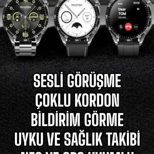 Akıllı Saat Titreşimli Amoled Ekran Uyku ve Sağlık Takibi Sesli Görüşme