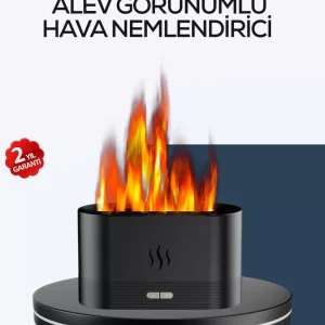 Aromatik Oda Kokusu Difüzörü Alev Tasarımlı LED Işıklı Nemlendirici
