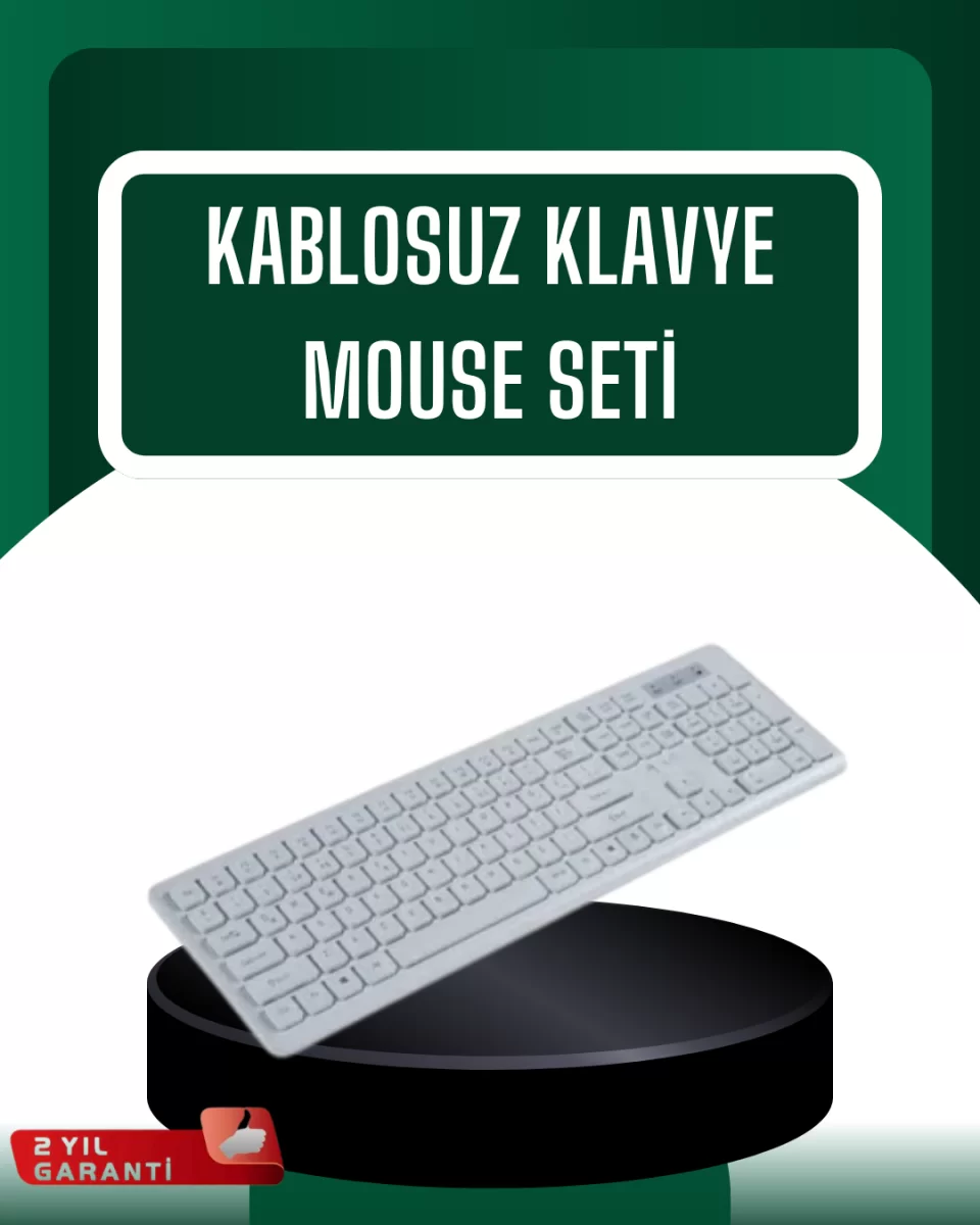 USB Alıcılı Kablosuz Klavye Mouse - Geniş Uyumluluk Sessiz Tuşlar