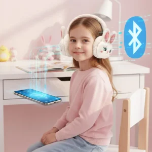 Peluş Tavşan Kulaklı Bluetooth Kulaklık Kablosuz Müzik ve TF Kart Destekli