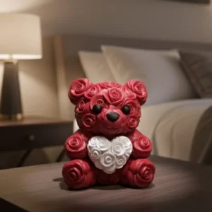 10cm 3D Özel Baskı Kalpli Ayıcık Romantik Hediye Objesi