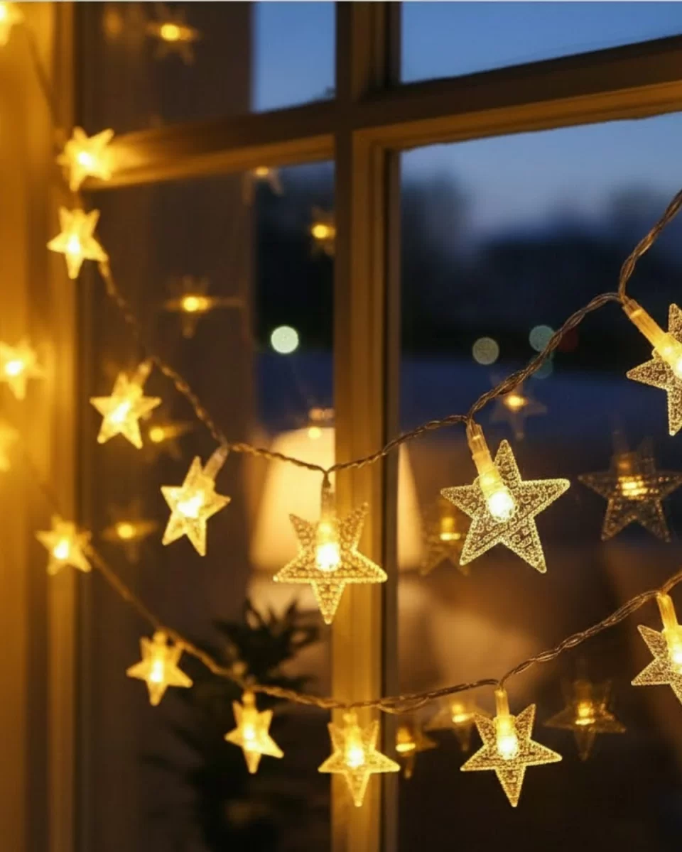 Günışığı Beyaz Yıldız Işık Zinciri 5 Metre Enerji Tasarruflu Dekor
