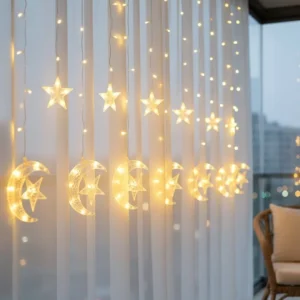 Hilal Yıldız LED Perde Işık Balkon Pencere ve Oda Dekorasyonu